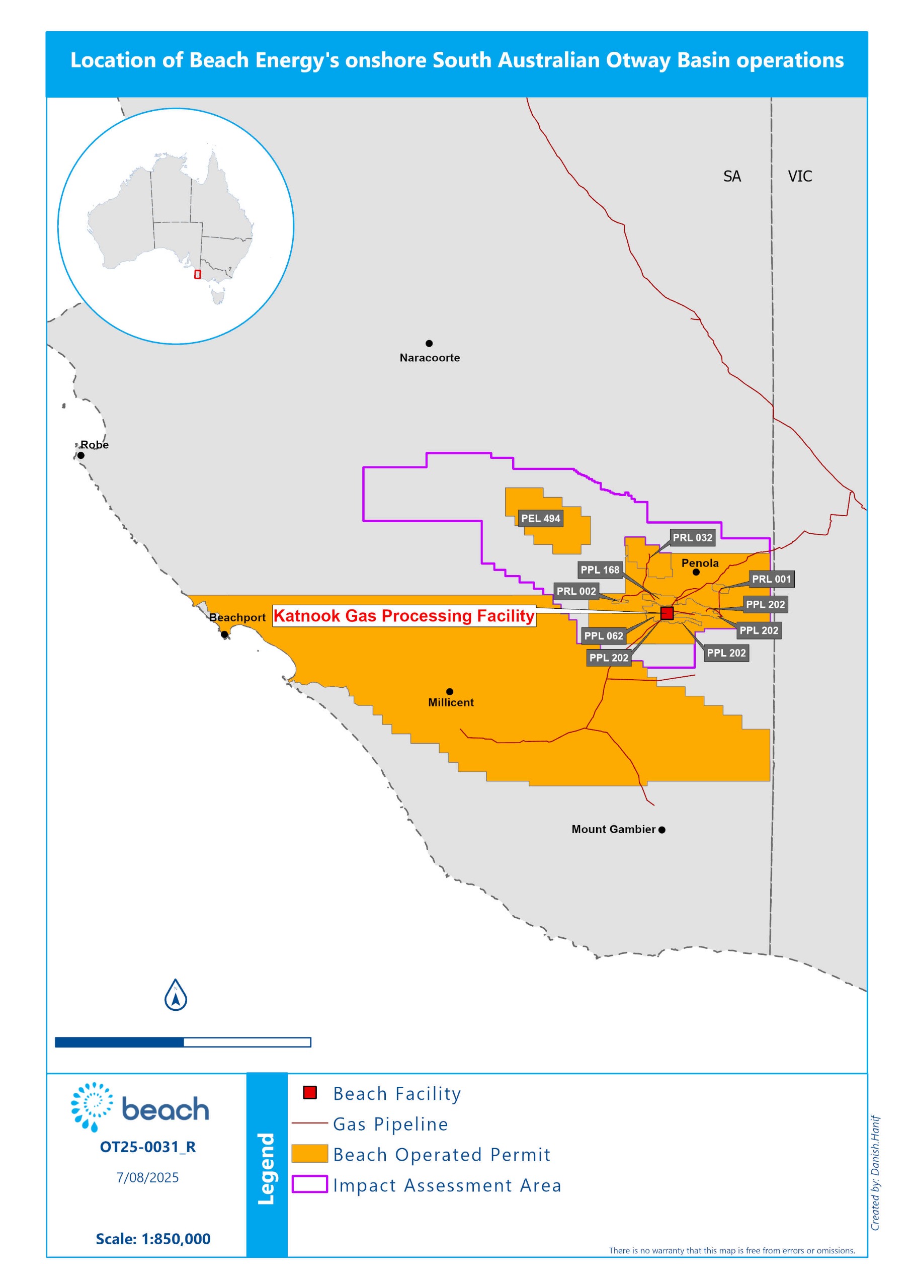 Map of onshore Otway operations