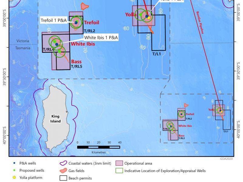Bass Basin activity area map